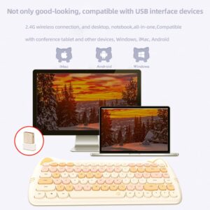 Wireless Mouse and Keyboard, Cute Cat Keyboard Mouse Combo for Present,2.4G Cordless Computer Mice with USB Receiver for Laptop PC MAC (Milk Tea Brown)