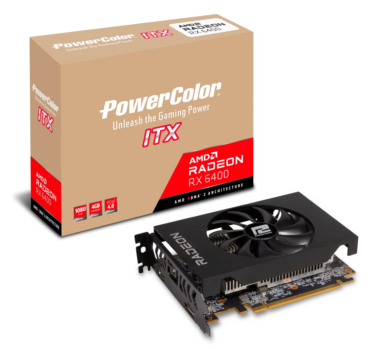 PowerColor AMD Radeon RX 6400 ITX Graphics Card with 4GB GDDR6 Memory