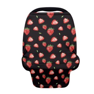 coldinair strawberry print car seat cover for babies girls,multi-use breastfeeding cover nursing cover,soft stretchy carseat canopy,shopping cart/high chair/stroller covers