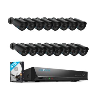 reolink 16 specs rlc-510a-black bundle 16 channel poe nvr 4tb hard drive installed,outdoor ip surveillance cameras, 5mp security camera system, 100ft night vision,human/vehicle detection