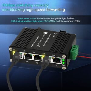 Mini Industrial 5 Ports Gigabit Switch Hardened 5 Port RJ45 10/100/1000Mbps Ethernet Switch Din Rail Mount Ethernet Switch Wall Mounts Included (-40 to 167 ºF) 10Gbps Switching Capacity