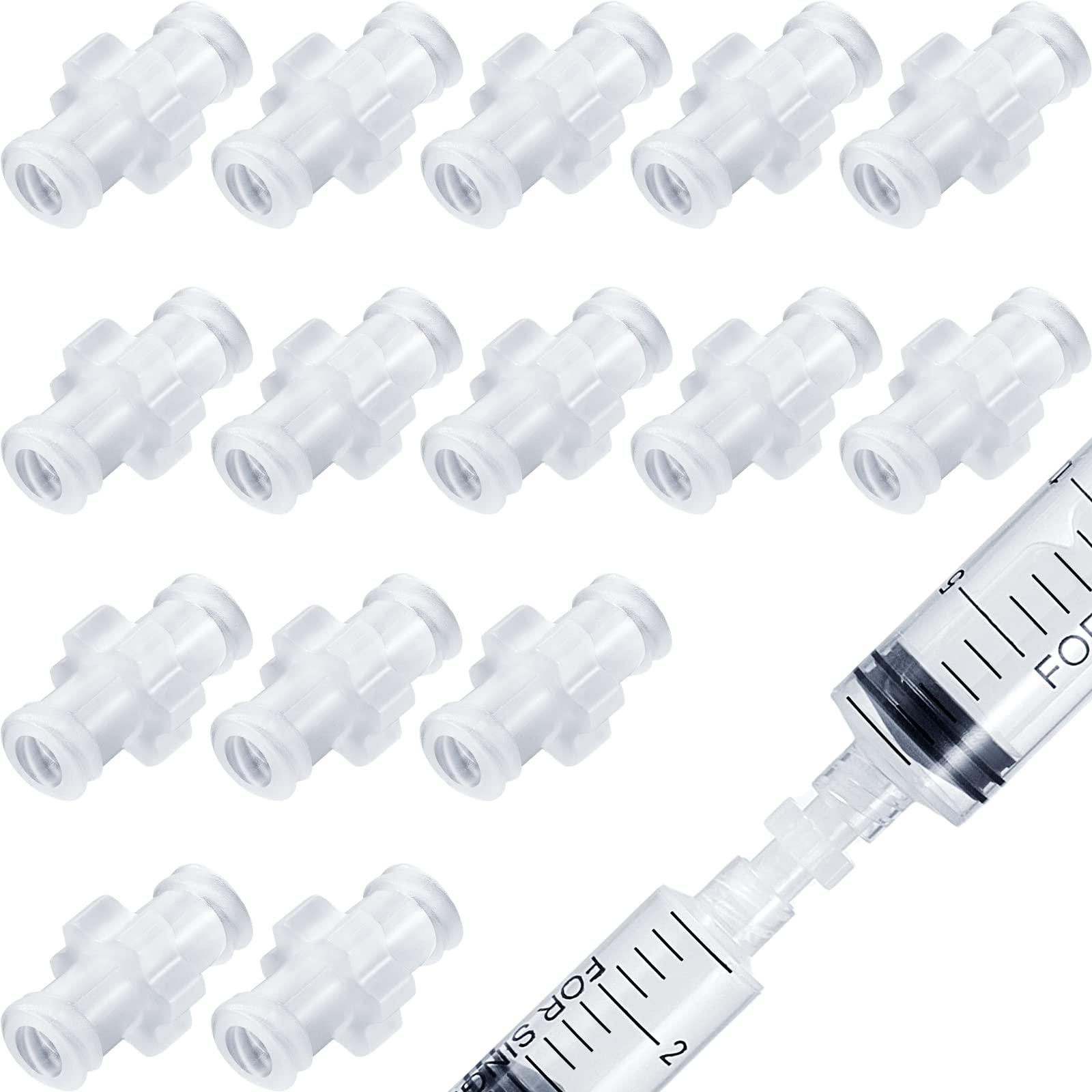 15 Pcs Syringe Adaptor Lock Female Syringe to Syringe Transfer Joint Lock to Lock Connector Syringe Adaptor