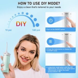 Hangsun Water Flosser Cordless Oral Irrigator Portable Teeth Cleaner HOC600 IPX7 Waterproof Electric Dental Flossers with DIY Modes 6 Jet Tips for Braces Care Travel and Home Use