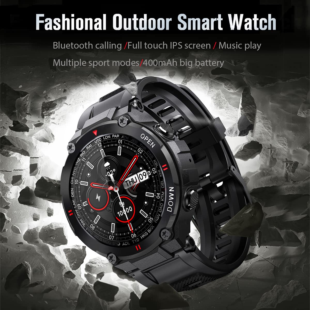 SEDSEY Smart Watches for Men Activity Fitness Tracker Outdoor Tactical Smartwatch with Bluetooth Call Heart Rate Sleep Monitor Pedometer Waterproof Sport Watch for Android iOS Phones