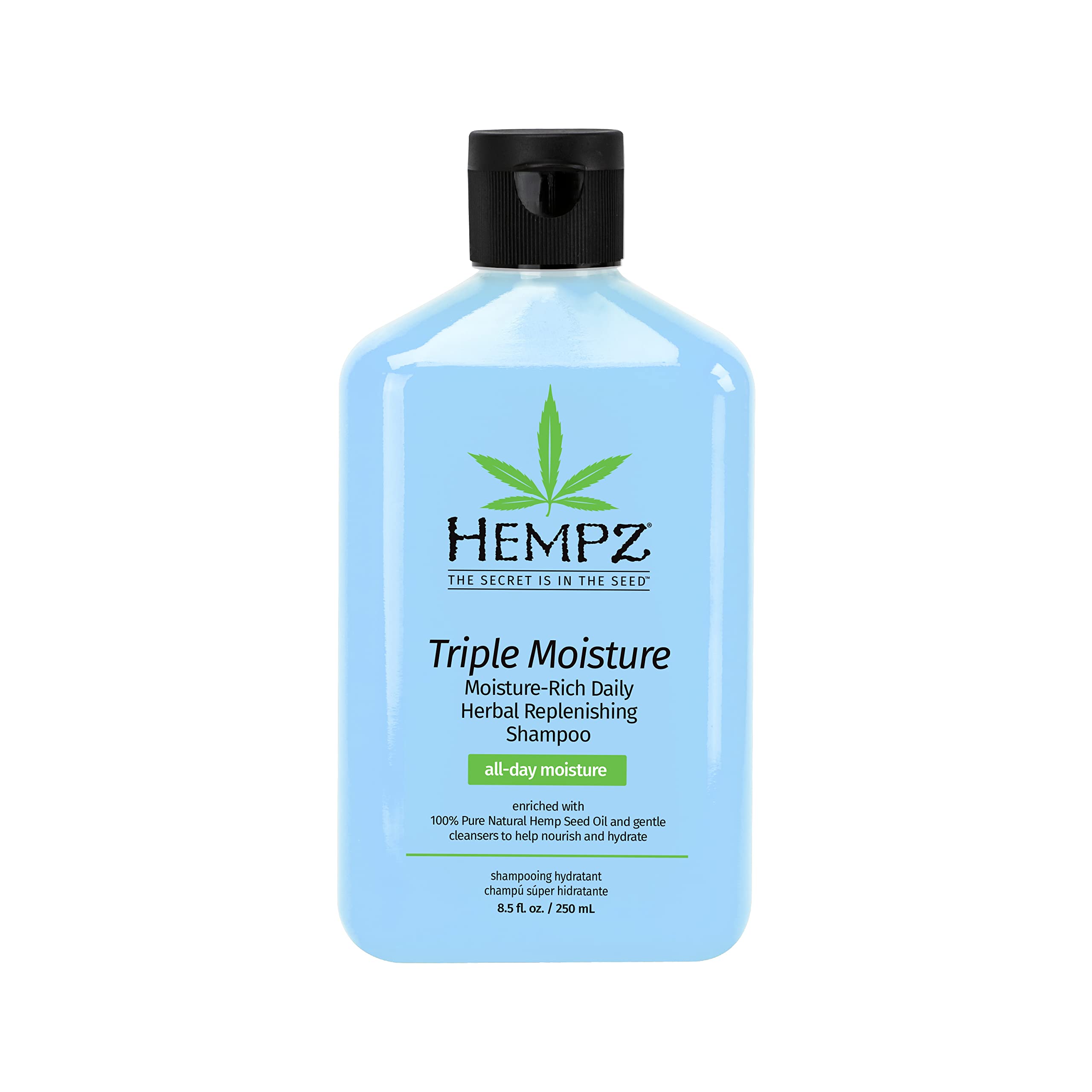 Hempz Triple Moisture Herbal Shampoo, Grapefruit & Peach Scent, Intensely Hydrate and Nourish, 8.5 oz.