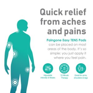 Paingone Easy - Relief At The Touch of A Button - Wireless & Wearable TENS Device for Fast, Effective Pain Relief - Great for Pain on Arms, Legs, Shoulders, Back, Hips, and Other Larger Body Parts