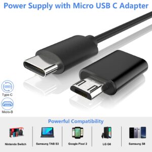 Miuzei Raspberry Pi 4 Power Supply with Switch, 5V 3A Power Supply Compatible with Raspberry Pi 4 Model B, USB-C Charger Power Adapter for RPI 4B, with Type-C & Micro USB Adapter for Raspberry Pi 3B+