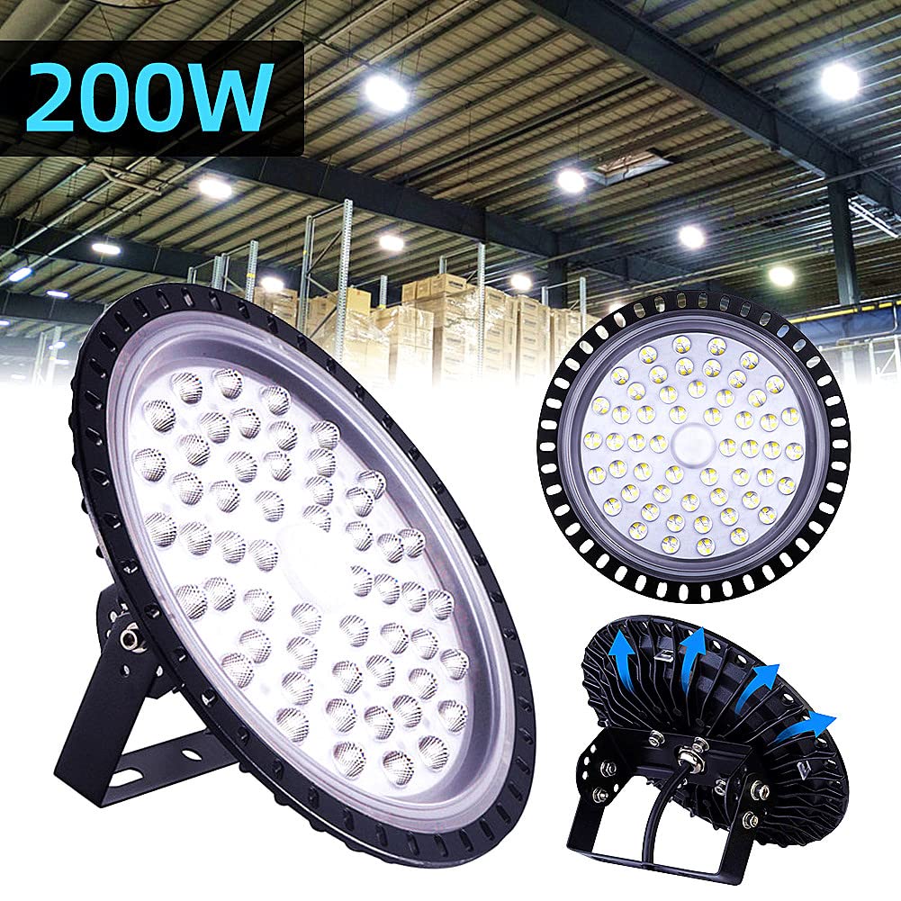 chunnuan 200W LED UFO High Bay Lights, 20000LM LED Warehouse Lights 6000K Cold White LED Shop Lighting Waterproof IP65 LED Highbay