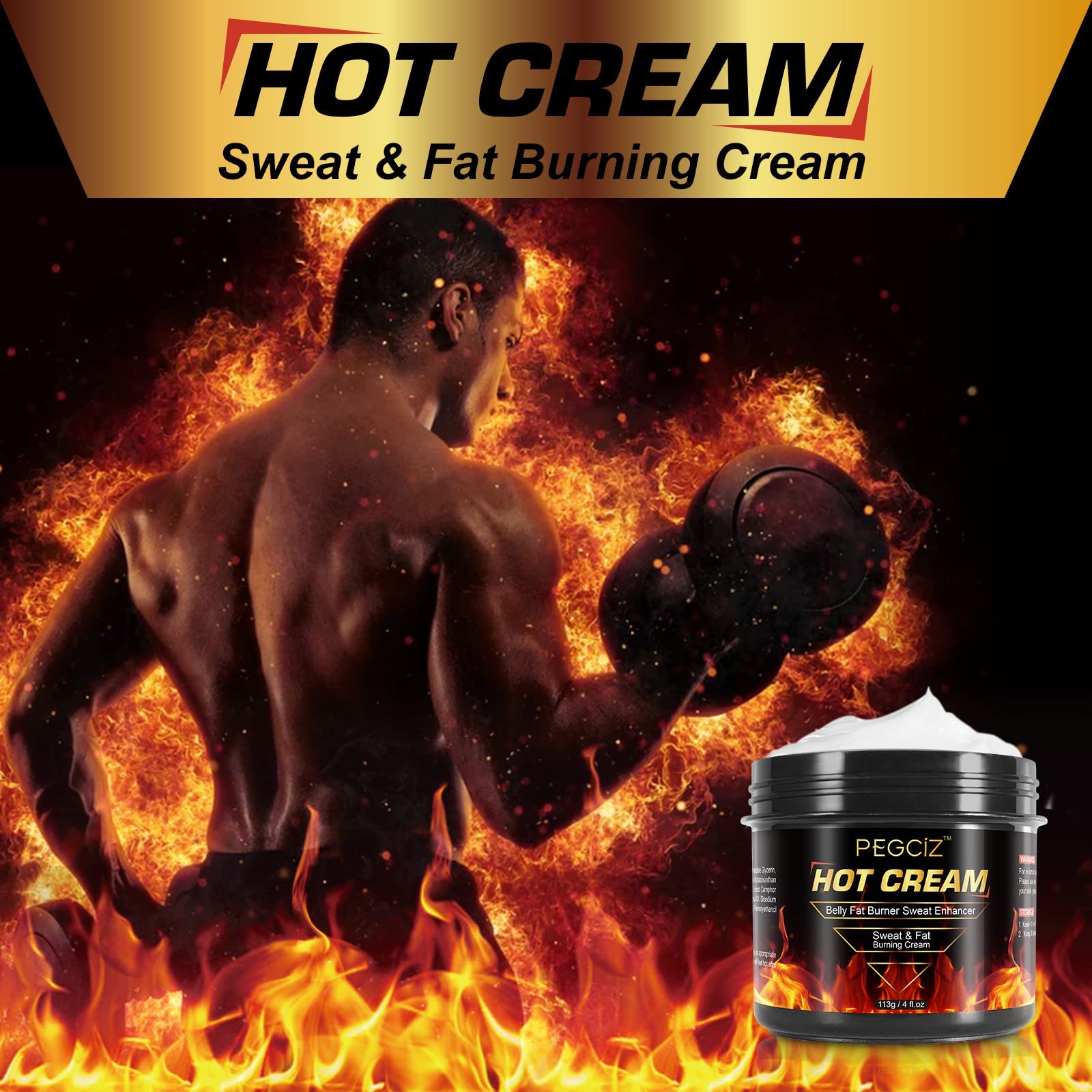 Fat Burning Cream, Hot Cream for Belly Fat Burner, Cellulite Cream for Thighs, Sweat Cream for Women Men Weight Loss, Cellulite Cream for Thighs Belly Butt Firming Legs Slimming Cream