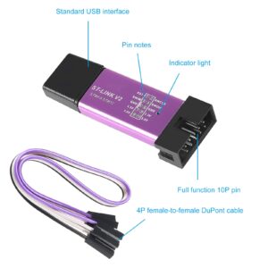 AITIAO 2Pcs ST-Link V2 Emulator Downloader Programming Unit Mini STM8 STM32 M89 with Cable (Random Color)