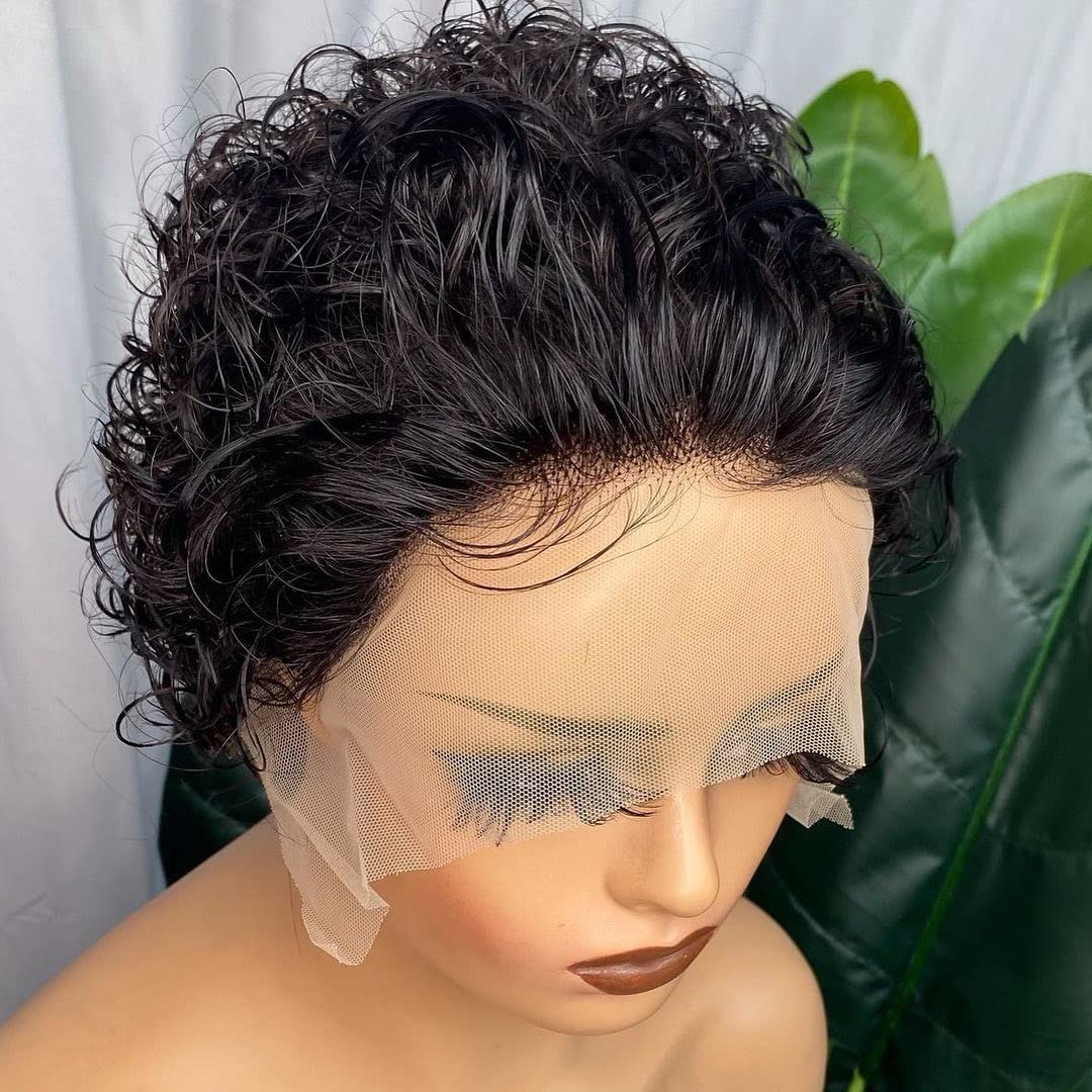 Czrleaty Pixie Cut Wig Human Hair Short Curly Lace Front Wigs Human Hair 13X1 Pixie Wigs for Black Women Pre Plucked Short Curly Pixie Cut Lace Front Wigs Human Hair