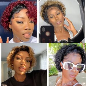 Czrleaty Pixie Cut Wig Human Hair Short Curly Lace Front Wigs Human Hair 13X1 Pixie Wigs for Black Women Pre Plucked Short Curly Pixie Cut Lace Front Wigs Human Hair