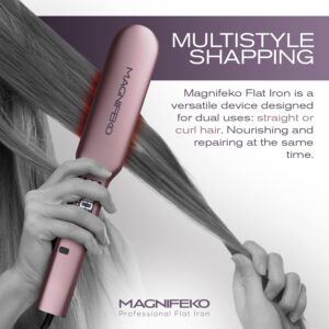 Professional Flat Iron - Hair Straightener Wide Plate Titanium Flat Iron - Infrared Hair Straightening (Rose Gold)