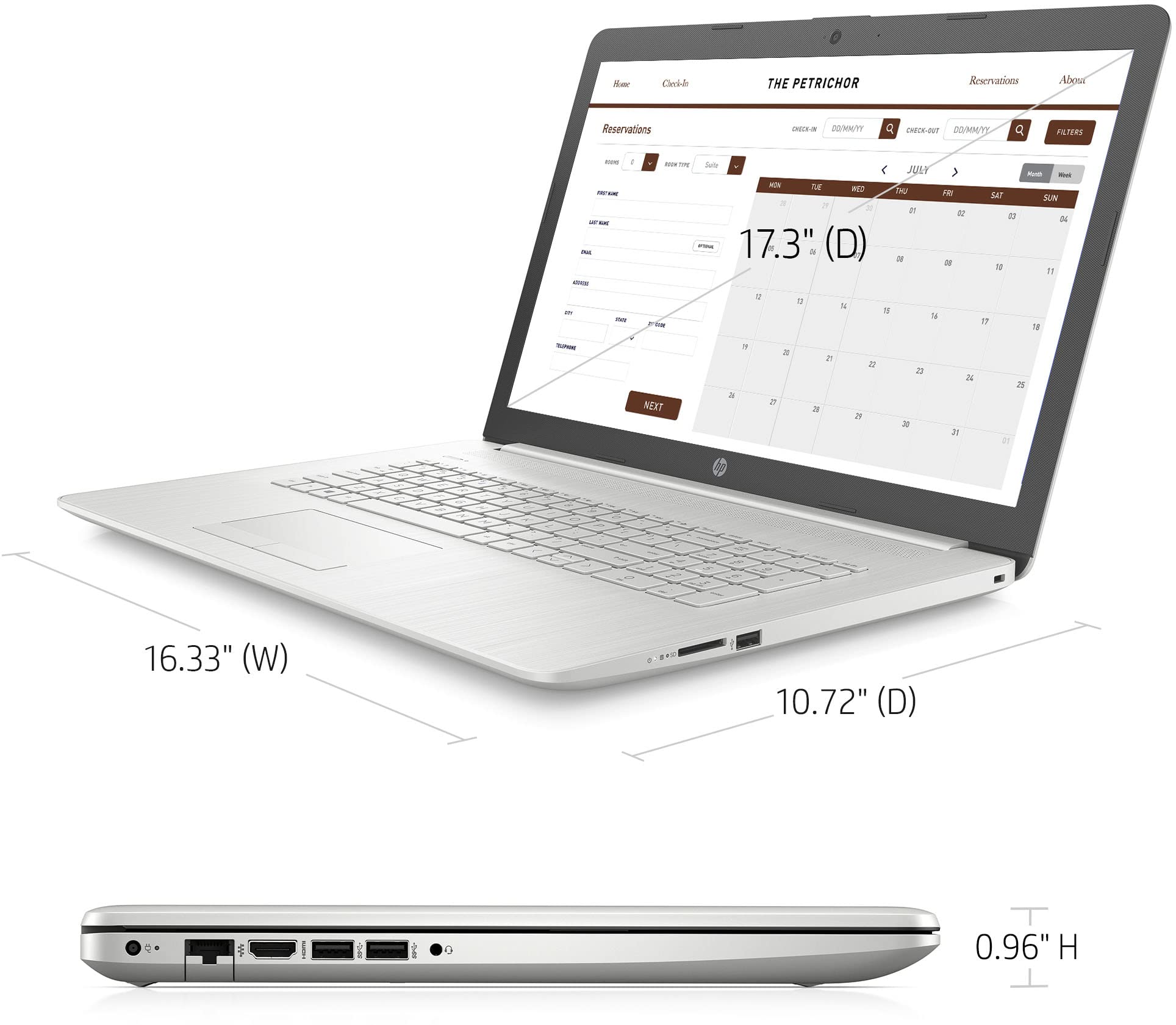 2022 HP High Performance Business Laptop - 17.3'' HD+ LCD - Intel i3-1115G4 - Intel HD Graphics - 16GB DDR4 - 512GB SSD - RJ45 LAN - Fullsize Keyboard- Windows 11 w/ 32GB USB, Silver, 17-BY4000