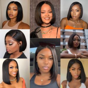 8 inch short hair bundles 10A Brazilian Straight Virgin Hair 4 Bundles Straight Hair 100% Unprocessed Straight Human Hair Bundles 50g/Pcs Natural color (8"8"8"8")