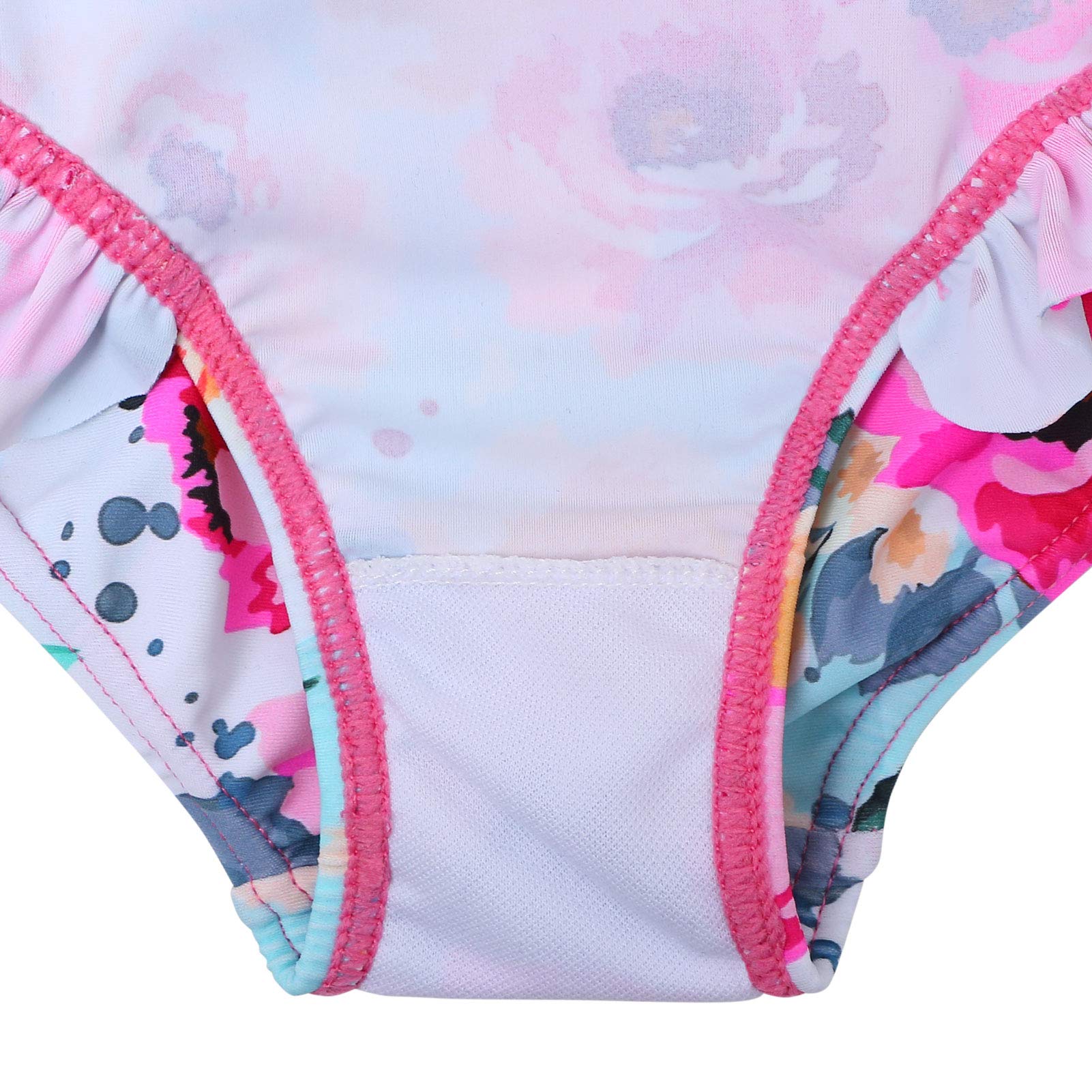 XFGIRLS Baby/Toddler Girls Swimsuit 3-4 Years UPF 50+ UV One Piece Swimwear with Zipper, Peony