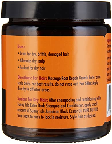 Sunny Isle Jamaican Black Castor Oil Root Repair Growth Butter 8oz | Restores & Revitalizes ALL Damaged Hair Types | Nutrient-Rich | Fights Dry, Itchy, Flaky Scalp