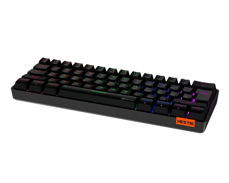 MEETION RGB Backlit Mini 61 Keys Wired 60% Mini Blue Switch Mechanical Keyboard Black MT-MK005