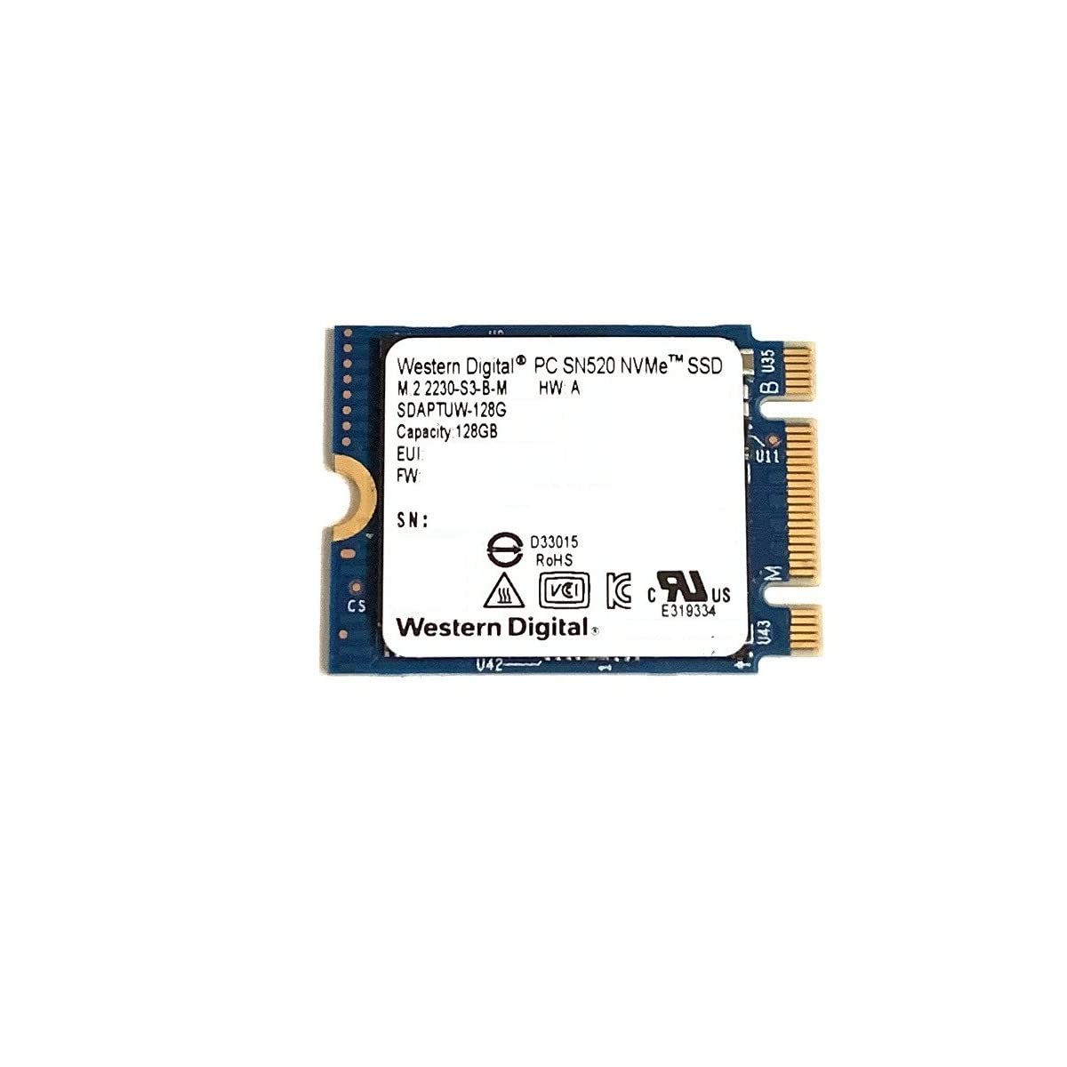 Western Digital WD 128GB SSD PC SN520 M.2 2230 30mm PCIe Gen3 x2 NVMe SDAPTUW-128G Solid State Drive for Dell HP Lenovo Laptop Desktop Ultrabook Kiosk POS MFP IoT