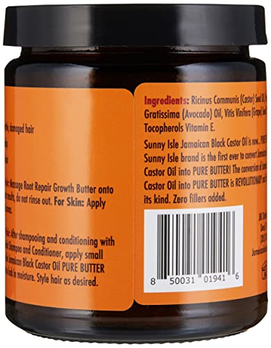 Sunny Isle Jamaican Black Castor Oil Root Repair Growth Butter 8oz | Restores & Revitalizes ALL Damaged Hair Types | Nutrient-Rich | Fights Dry, Itchy, Flaky Scalp