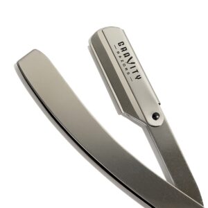 Professional Straight Razor Bundle - Stainless Steel Straight Razor Kit with 20 Gravity Premium Blades (The Reaper, Chicago)