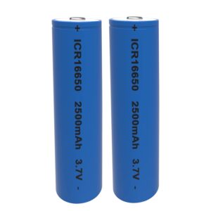 16650 rechargeable battery 2500mah 3.7v li-ion rechargeable battery with button top for flashlights torches