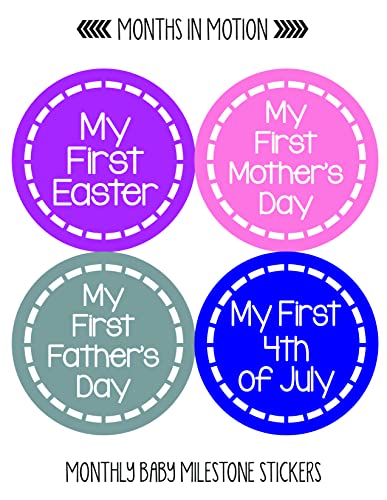 Baby Monthly Stickers Girl Milestone Month - Newborn Infant Shower Gift Keepsake (Set of 36)