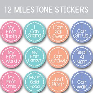 Baby Monthly Stickers Girl Milestone Month - Newborn Infant Shower Gift Keepsake (Set of 36)