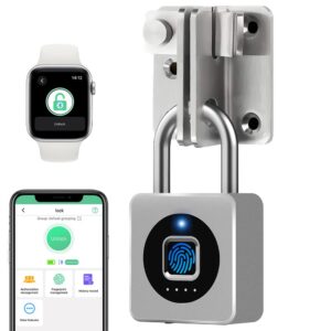 elinksmart gym locker padlock - fingerprint mobile app unlock remote unlock: waterproof keyless biometric padlock for gym locker field box footlocker tool box gun case type-c silver