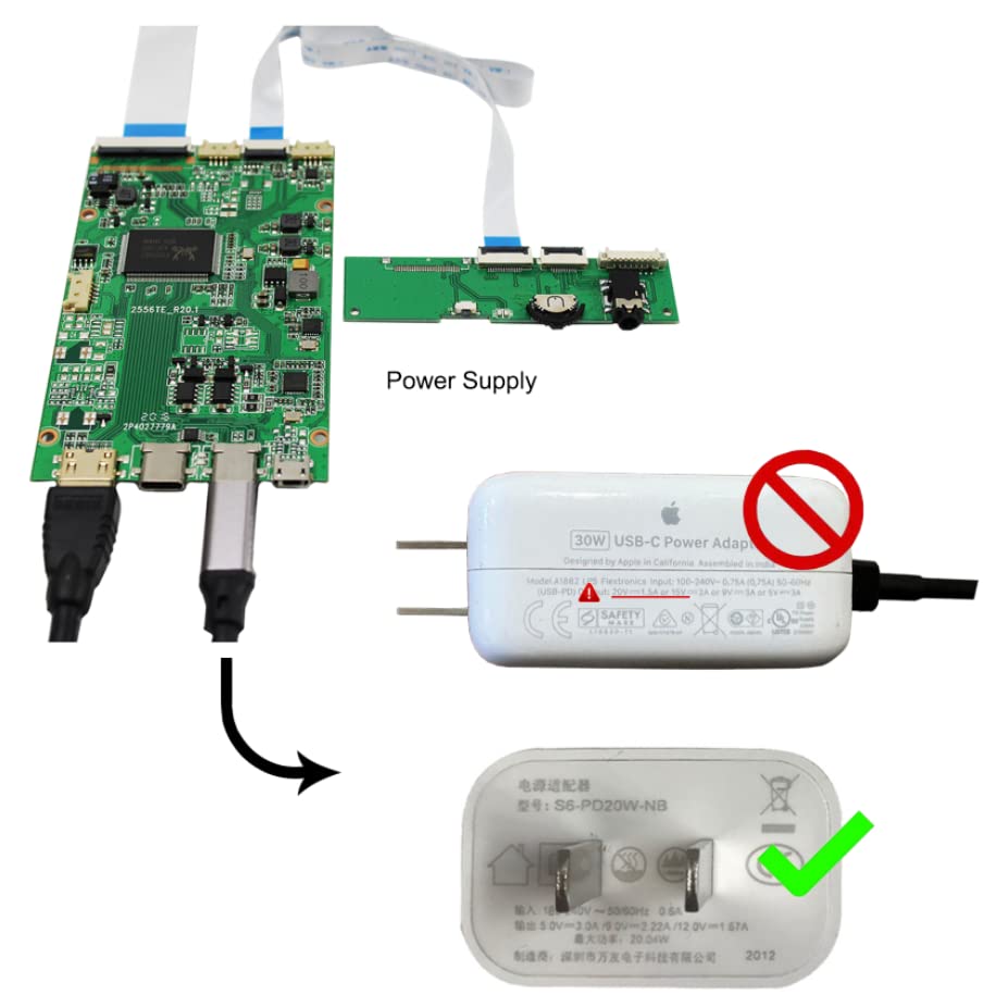 FanyiTek USB C Type C mini HD-MI Control Board for 15.6" 1366x768 B156XTK01.0 Touch HD 40pin Glossy OnCell Digitizer LCD LED Display