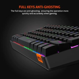 MEETION RGB Backlit Mini 61 Keys Wired 60% Mini Blue Switch Mechanical Keyboard Black MT-MK005