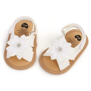 GDSDYM Infant Baby Girls Summer Sandals with Flowers Soft Sole Newborn Princess First Walker Crib Wedding Dress Shoes