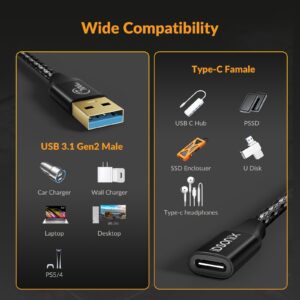 iDsonix USB C Female to USB Male Adapter, 3.1 Gen2 10Gbps Fast Charging Cable, Compatible with New MacBook Pro, iPad Air, Samsung Galaxy and More