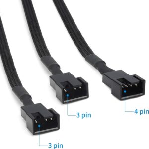 Aypzuke 3 Pack Computer PC PWM Fan Splitter Cable 1 to 3 (4 Pin+3 Pin)