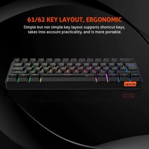 MEETION RGB Backlit Mini 61 Keys Wired 60% Mini Blue Switch Mechanical Keyboard Black MT-MK005