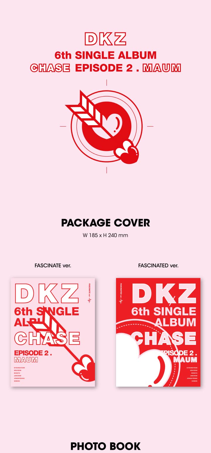 DKZ Chase Episode 2. MAUM 6th Single Album 2 Version Set CD+96p PhotoBook+2p PhotoCard+1p Postcard+1p 4Cut PhotoFilm+1p ID Card+1ea Sticker+Tracking Sealed