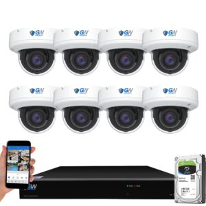 gw 4k (3840x2160 @30fps real-time) 16 channel security camera system with 8 8mp ai facial recognition/human/vehicle detection 5x optical motorized zoom poe ip dome cameras