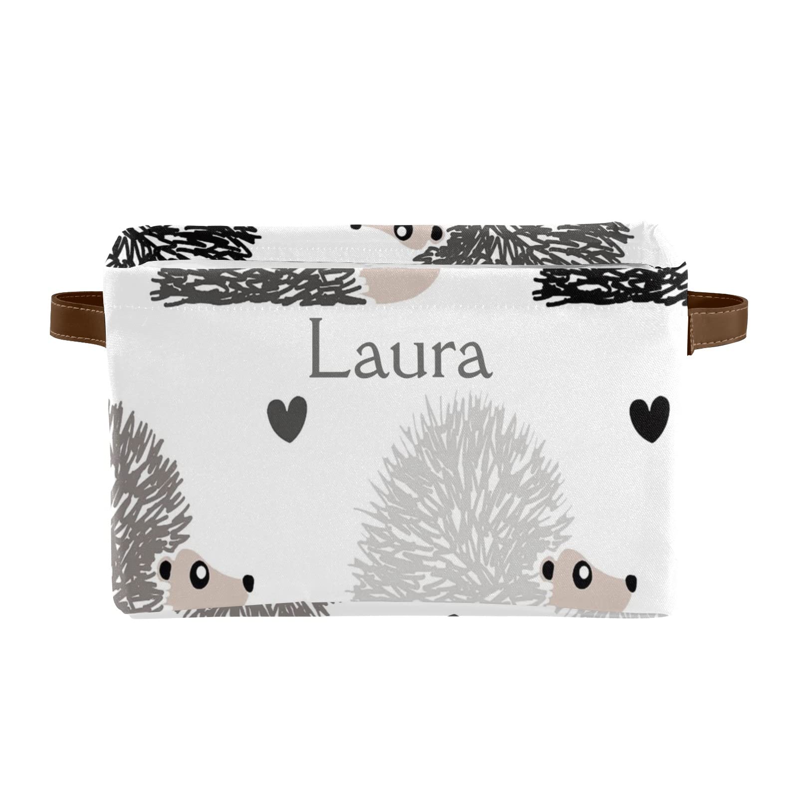 Cartoon Hedgehog Personalized Custom Name Waterproof Storage Boxs Baskets Clothts Towel Book for Bathroom Office 1 Pack