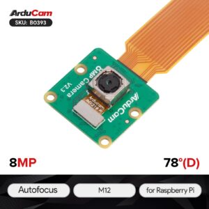 Arducam for Raspberry Pi Camera, 8MP IMX219 Auto Focus Camera Module with Motorized Lens, Software Precise Manual Focus for Raspberry Pi 5/4B/3B+, Zero, Zero 2w