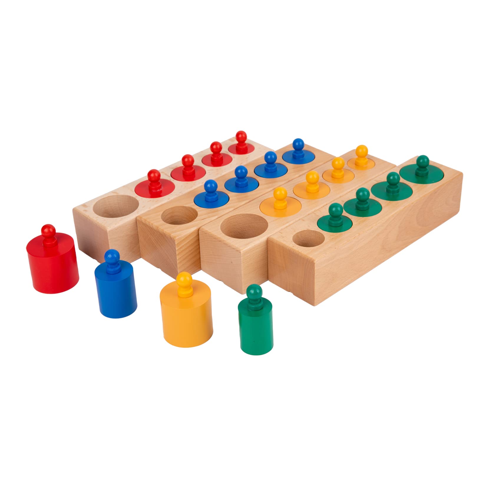 Adena Montessori Knobbed Cylinders Blocks Home Preschool Toys (Colorful Knobbed Cylinders)