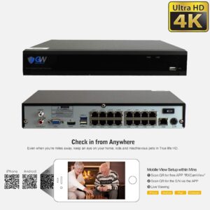 GW 4K (3840x2160 @30fps Real-time) 16 Channel Security Camera System with 8 8MP AI Facial Recognition/Human/Vehicle Detection 5X Optical Motorized Zoom PoE IP Dome Cameras