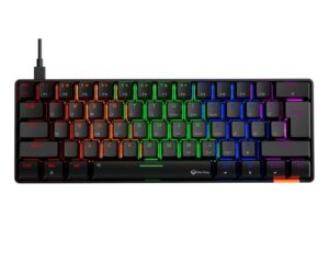 meetion rgb backlit mini 61 keys wired 60% mini blue switch mechanical keyboard black mt-mk005