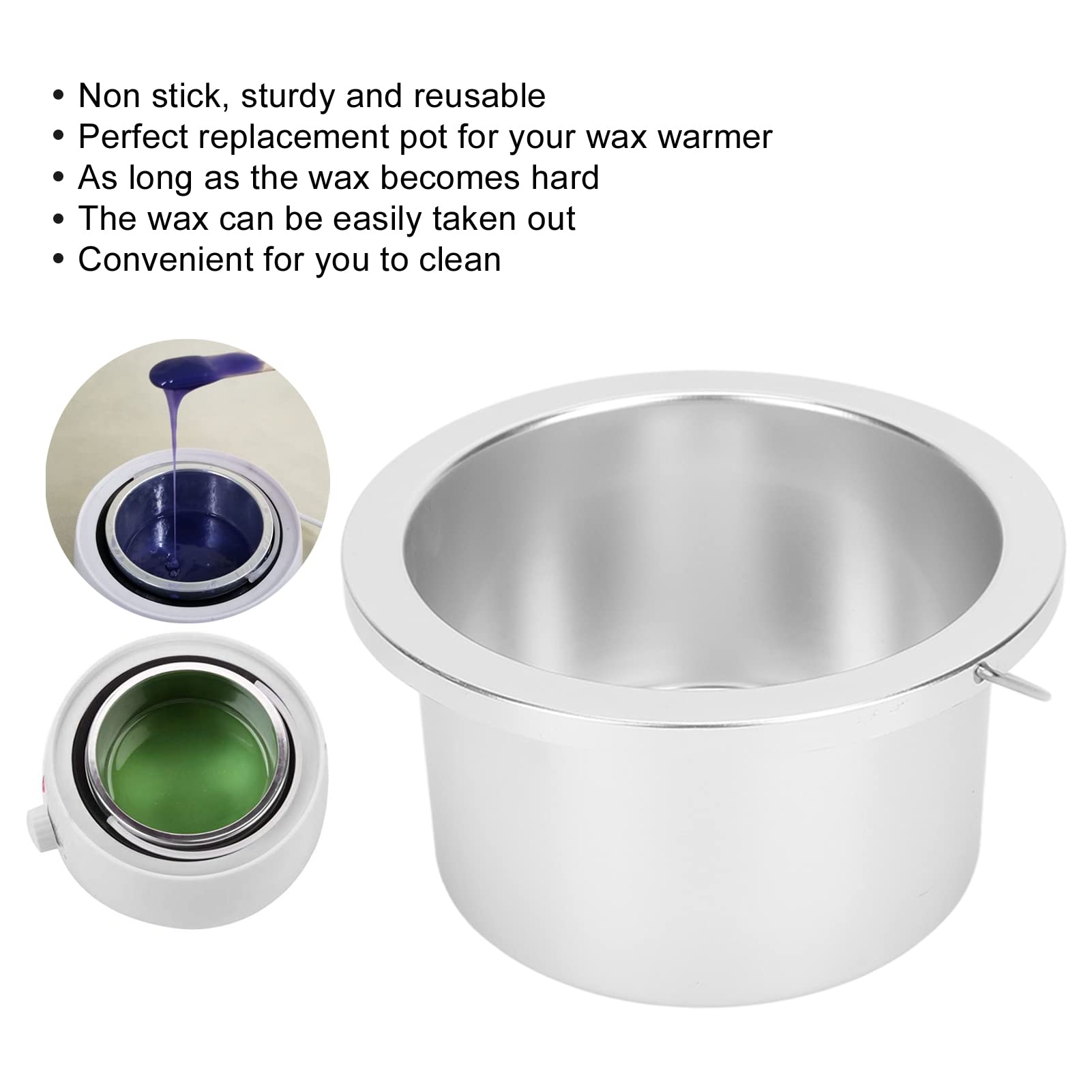 Wax Pot,Portable Wax Melting Inner Pot Depilatory Machine Pot Waxing Warmer Replacement Pot for Hair Remover Machine Wax Warmer Replacement Tin Inner Pot Portable Hair Removal Waxing Bowl