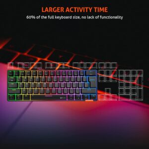 MEETION RGB Backlit Mini 61 Keys Wired 60% Mini Blue Switch Mechanical Keyboard Black MT-MK005