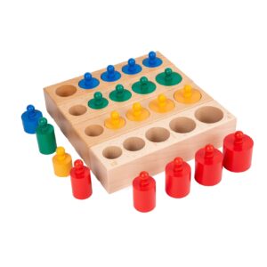 Adena Montessori Knobbed Cylinders Blocks Home Preschool Toys (Colorful Knobbed Cylinders)