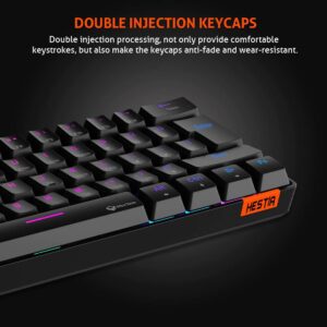 MEETION RGB Backlit Mini 61 Keys Wired 60% Mini Blue Switch Mechanical Keyboard Black MT-MK005