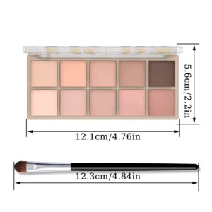 Sulily 10 Colors Eyeshadow Palette Matte Naked Eye Shadow Makeup,High Pigmented, Naturing-Looking, Ultra-Blendable,Long Lasting High Pigment Nude Eyeshadow with 3 Eyeshadow Brush(Milk Tea)