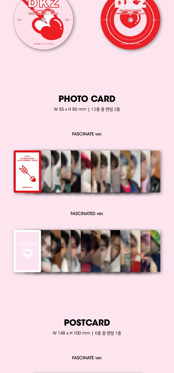 DKZ Chase Episode 2. MAUM 6th Single Album Fascinate Version CD+96p PhotoBook+2p PhotoCard+1p Postcard+1p 4Cut PhotoFilm+1p ID Card+1ea Sticker+Tracking Sealed