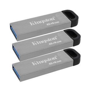 kingston 64gb kyson usb 3.2 gen 1 200mb/s read metal flash drive (3-pack) (3 items)