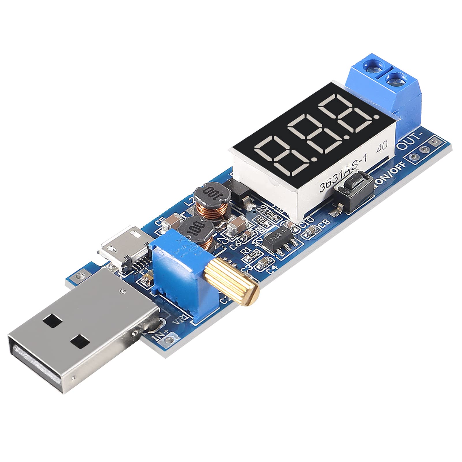 2PCS USB Step UP/Down Power Supply Module, Adjustable DC-DC 5V to 3.5V / 12V Boost Buck Converter Out DC 1.2V-24V